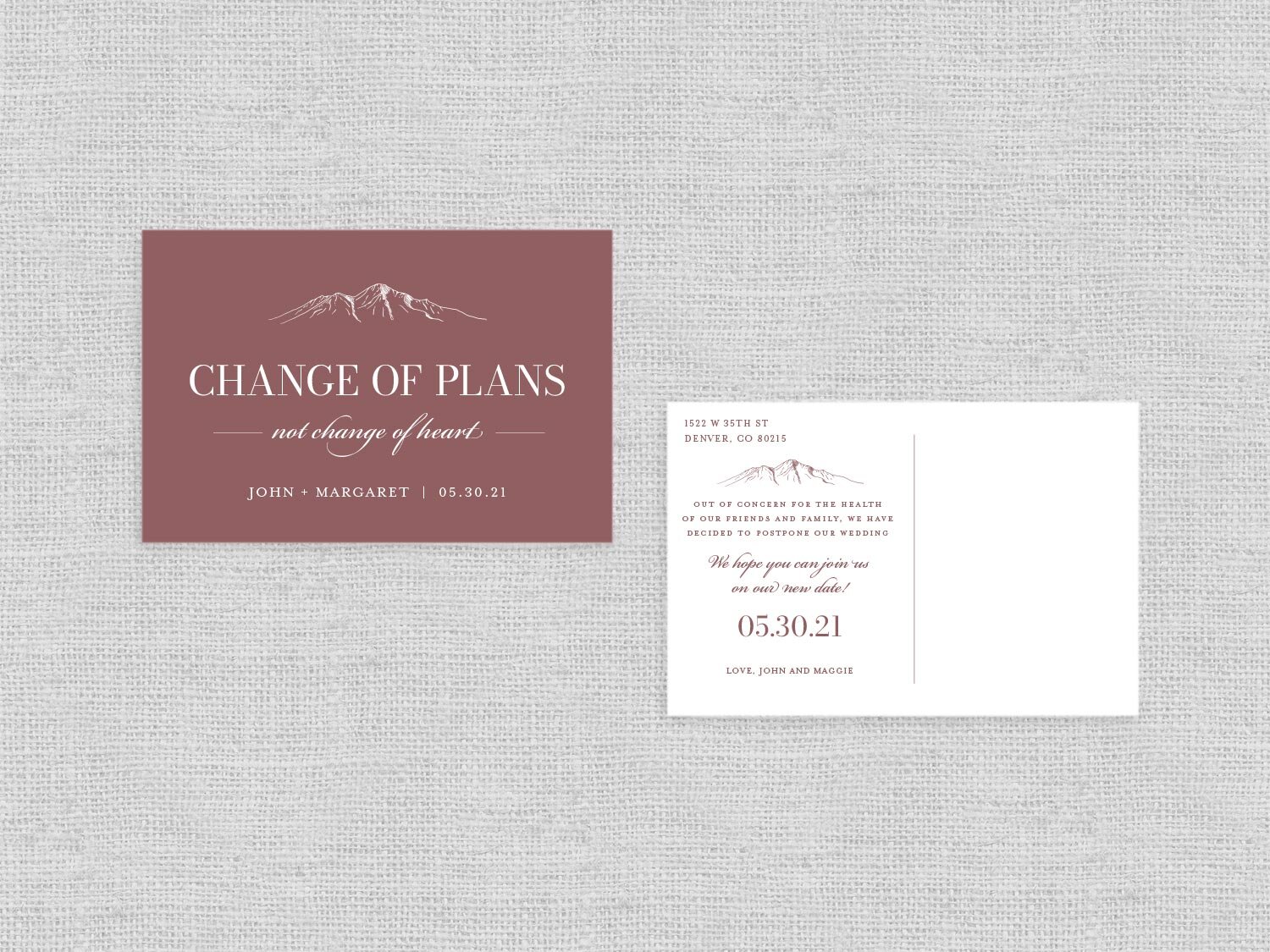 Classic Mountain Change the Date Postcard — Paper Girl Creative